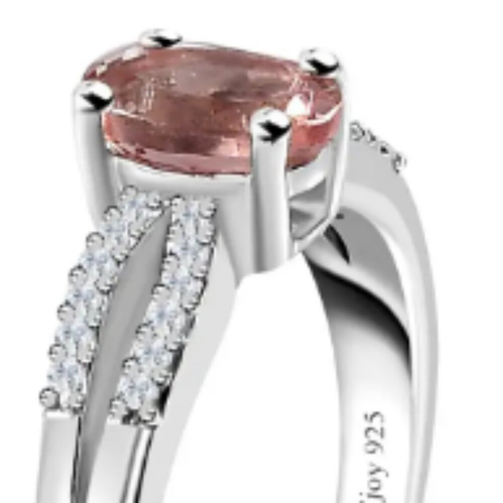Blush Apatite and Moissanite Ring - Picture 4 of 4